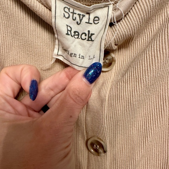 Style Rack Beige Button-Front Mini Dress Medium - Picture 2 of 5